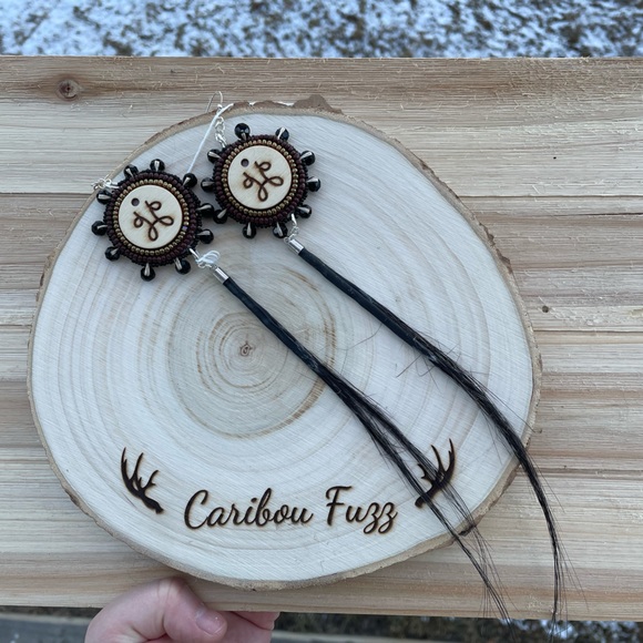 SOLD**Handmade The People Whale Baleen Earrings - Picture 2 of 2